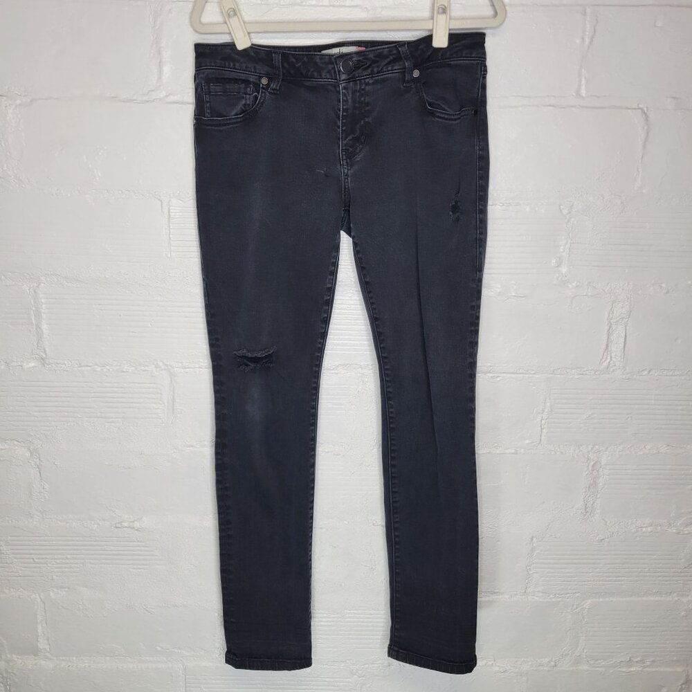 Cabi Women's Size 6 Jeans Slim Boyfriend Black Distressed